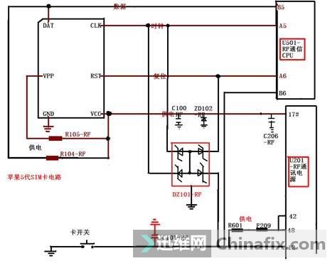 维修美版苹果五卡槽线路的方法 