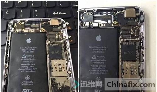 iPhone6手机电池充不进电 重启故障维修一例